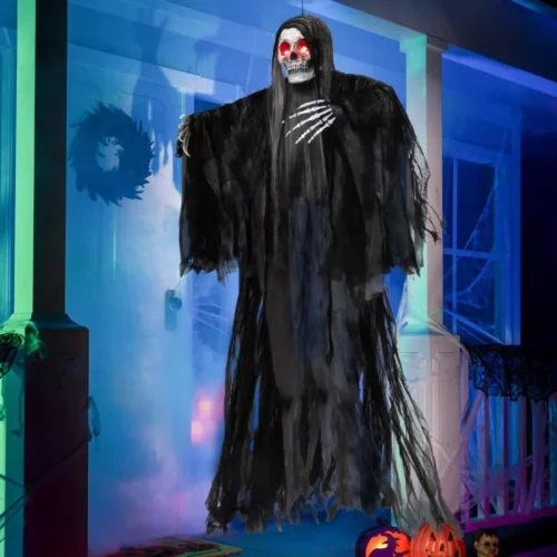 JOYIN 59 Halloween Animated Hanging Grim Reaper Outdoor Decorations with Glowing Eyes and Creepy So 07