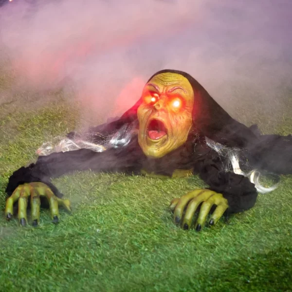 JOYIN Halloween Zombie Groundbreaker Decoration, Outdoor Animated Prop with Flashing Eyes & Sound for Yard Lawn Graveyard Haunted House Decor