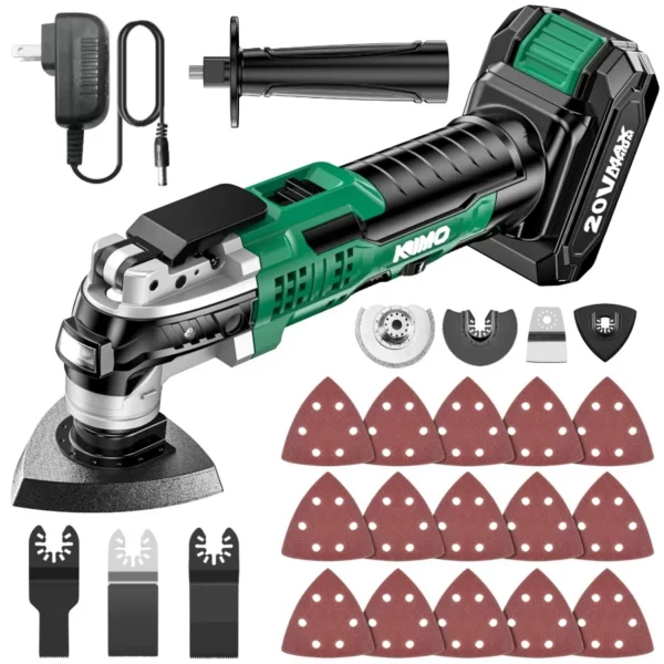 KIMO 20V Cordless Oscillating Tool Kit, 26 Accessories, 21000 OPM, 6 Variable Speed, Multi-Tool for Cutting & Sanding
