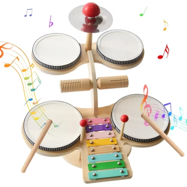 Kids Drum Set For Toddlers 7 In 1 Musical Instruments With Xylophone Tambourine, Educational Preschool Toys Gift Ages 3-5