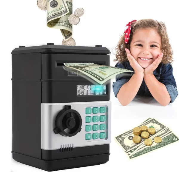 Large Capacity Kids Money Saving Box, ATM Machine Piggy Bank Toy With Auto Scroll For Boys And Girls