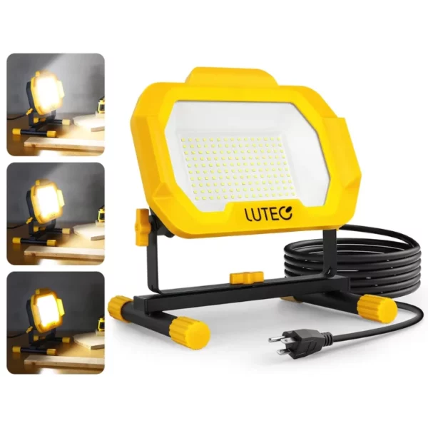 12500 Lumen LED Work Light Dimmable Flood Light With 3 Brightness Levels IP65 Waterproof Portable Job Site Light With Stand For Workshop Garage