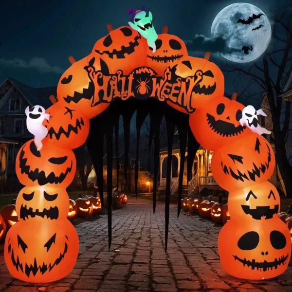 10FT Halloween Inflatable Pumpkin Archway with LED Lights Waterproof  Blow Up Yard Decoration for Outdoor Lawn Garden Indoor