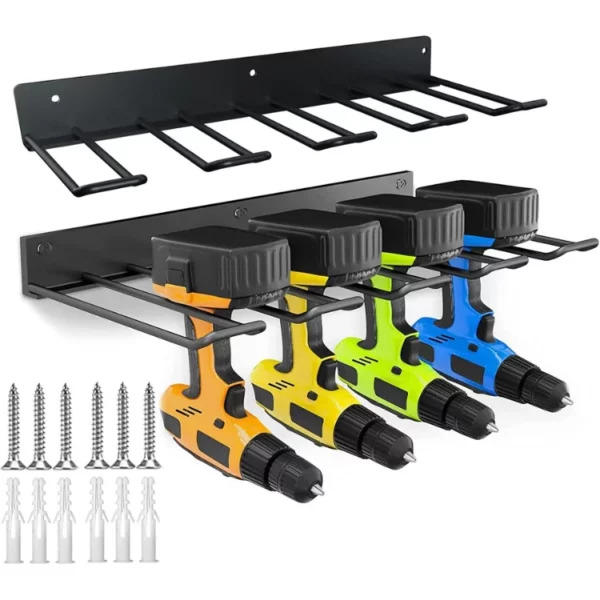 Power Tool Organizer 2Pcs Drill Holder Wall Mount Garage Storage Rack For Handheld And Power Tools Metal Drill Holder For Garage Shed