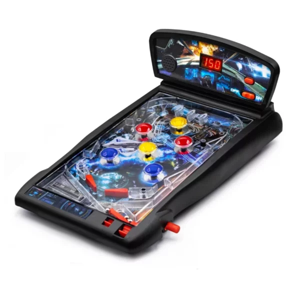 New Era Pinball Game Black, Interactive Tabletop Arcade Pinball Machine With LED Scoring Lights Sounds, For Kids And Adults