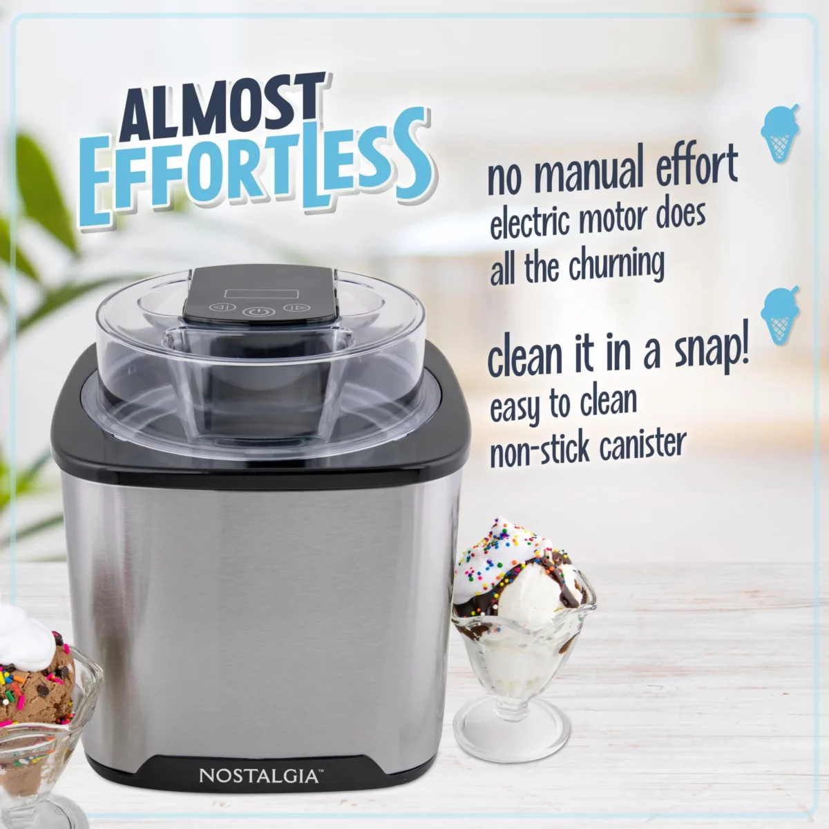 Nostalgia 2 Quart Electric Ice Cream Maker – Make Homemade Ice Cream Gelato Sorbet Frozen Yogurt 04
