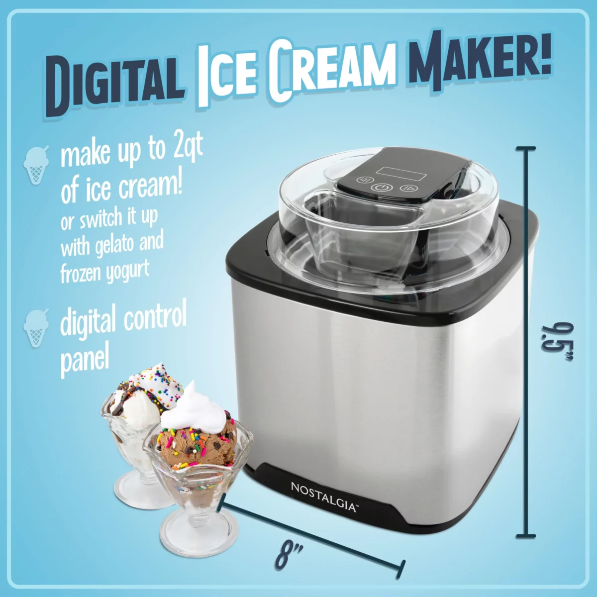 Nostalgia 2 Quart Electric Ice Cream Maker – Make Homemade Ice Cream Gelato Sorbet Frozen Yogurt 06