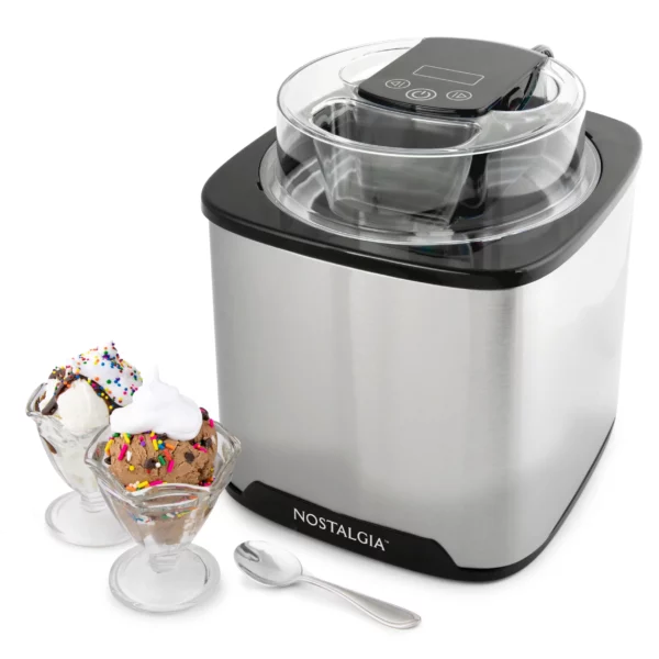 2-Quart Electric Ice Cream Maker – Make Homemade , Sorbet & Frozen Yogurt Digital Controls, Freezing Gel Canister – Stainless Steel