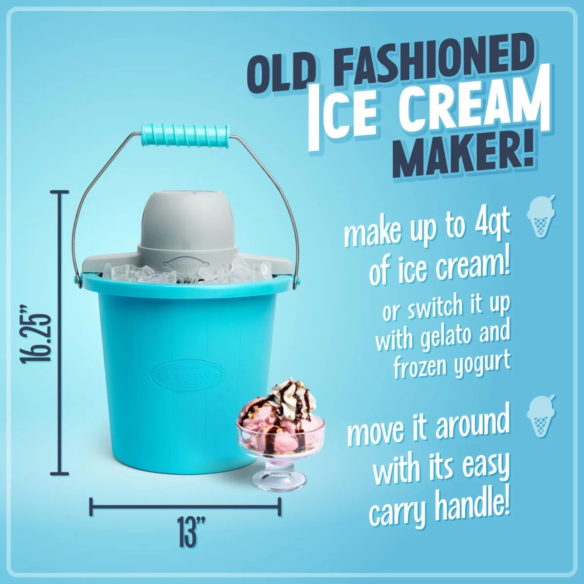Nostalgia Electric Ice Cream Maker Old Fashioned Soft Serve Ice Cream Machine Makes Frozen Yogurt 03