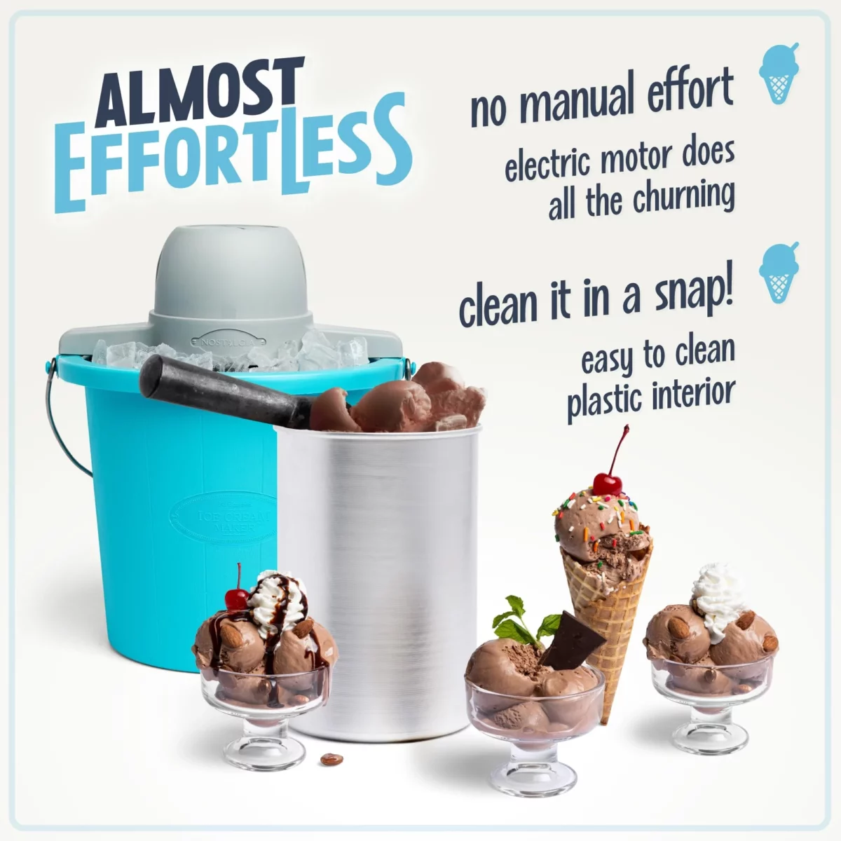 Nostalgia Electric Ice Cream Maker Old Fashioned Soft Serve Ice Cream Machine Makes Frozen Yogurt 05