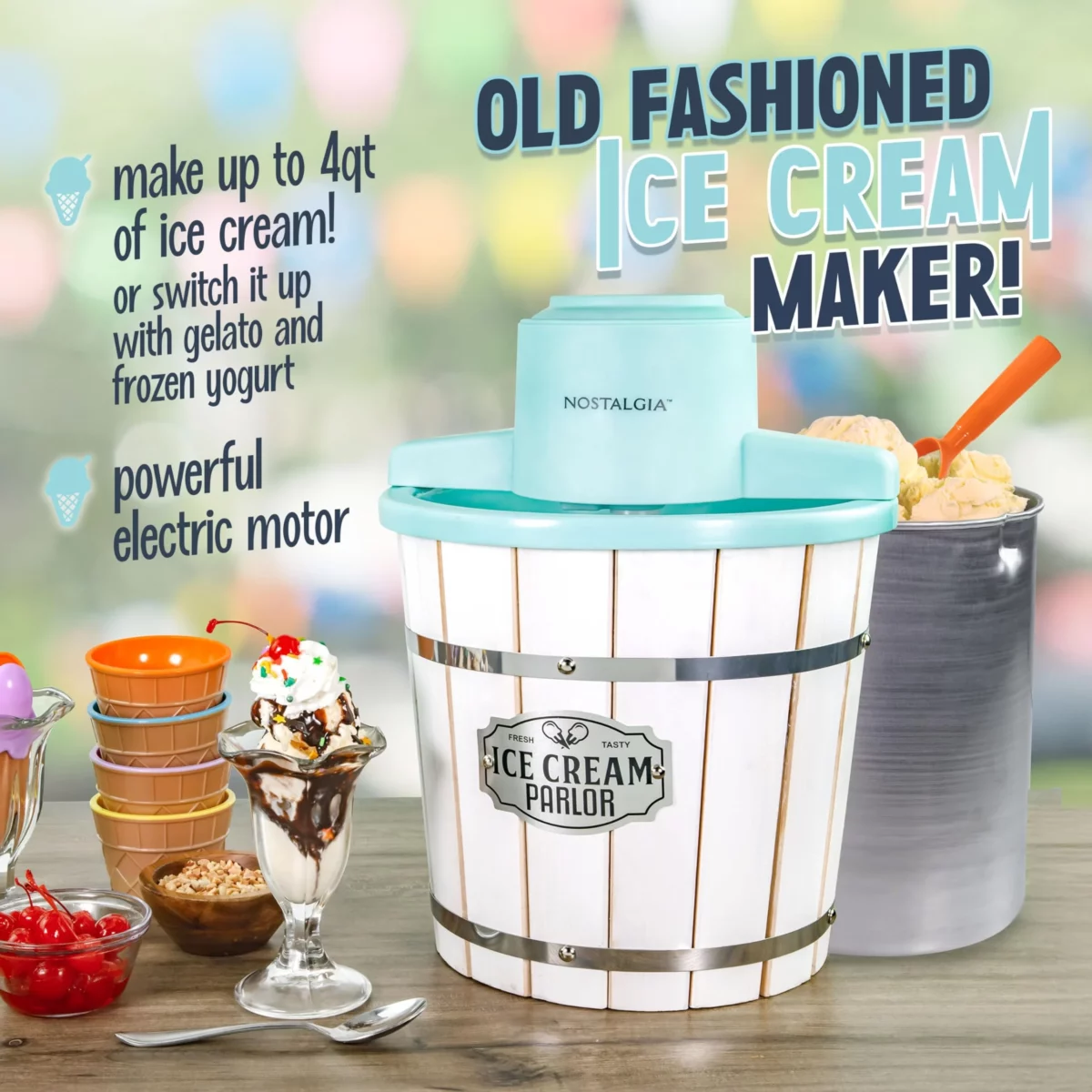 Nostalgia Electric Ice Cream Maker – Parlor Style Old Fashioned Soft Serve Ice Cream Machine Makes 03