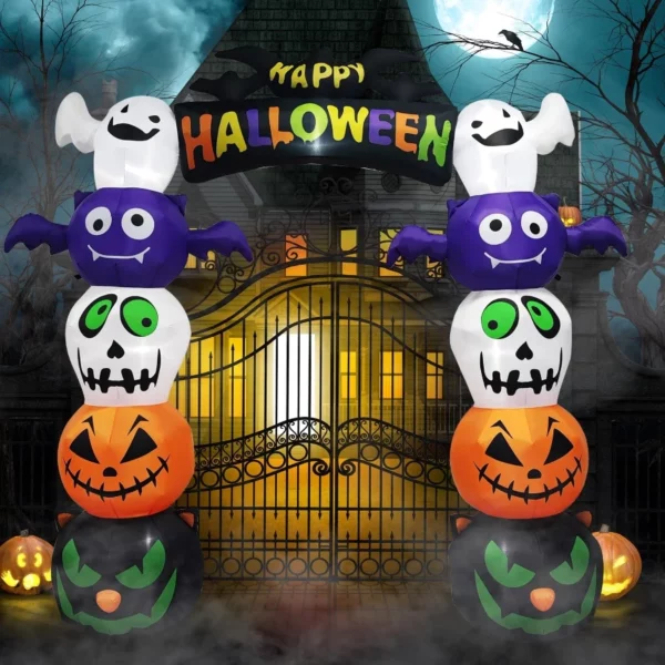 Halloween Inflatable Pumpkin Archway 8.2FT, Blow Up Arch Outdoor Decoration with LEDs, Halloween Decor for Yard, Party