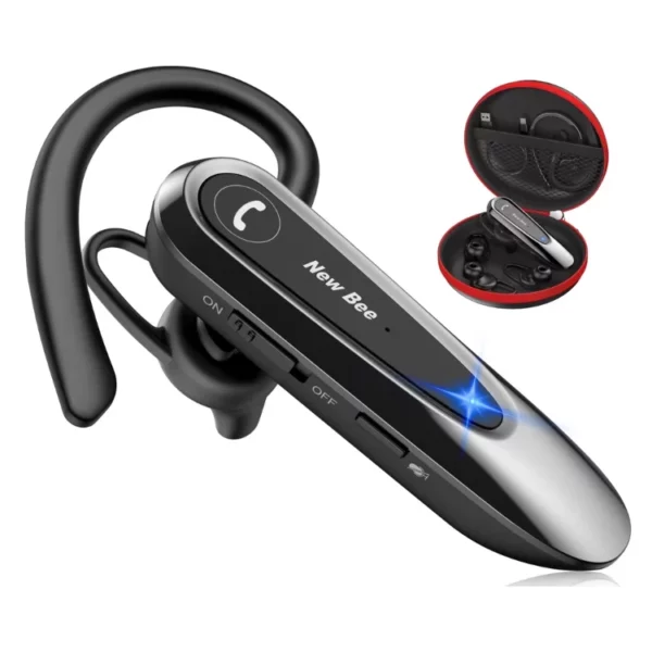 Bluetooth 5.0 Wireless Earpiece Headset with Mic, 20H Talk Time Hands-Free for iPhone Android Business Trucker Driver