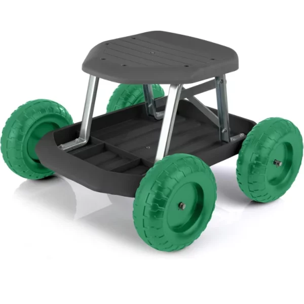 Cart Rolling Stool With Wheels Seat And Tool Tray For Weeding Planting Lawn Care Gardening Accessories And Supplies
