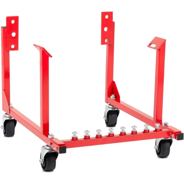1000Lbs Auto Engine Cradle Stand With Dolly Wheels Compatible With Chevrolet Chevy V8 Small Block Big Block Red