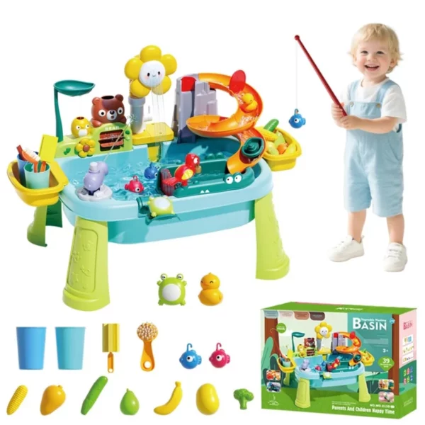 Sensory Water Table for Toddlers 1-3, Play Sink with Running Water Toys for Kids Ages Outdoor Sand Summer Toys