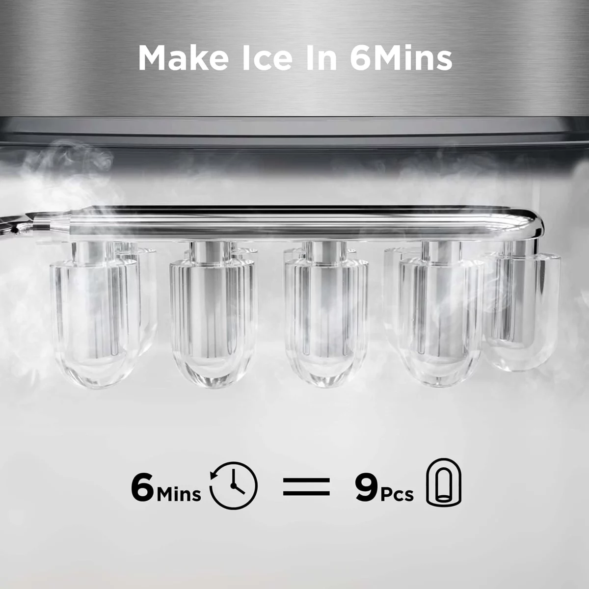 Silonn Ice Makers Countertop 9 Cubes Ready in 6 Mins 26lbs in 24Hrs Self Cleaning Ice Machine wit 04