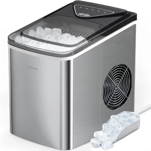 Silonn Ice Makers Countertop 9 Cubes Ready in 6 Mins 26lbs in 24Hrs Self Cleaning Ice Machine wit 07