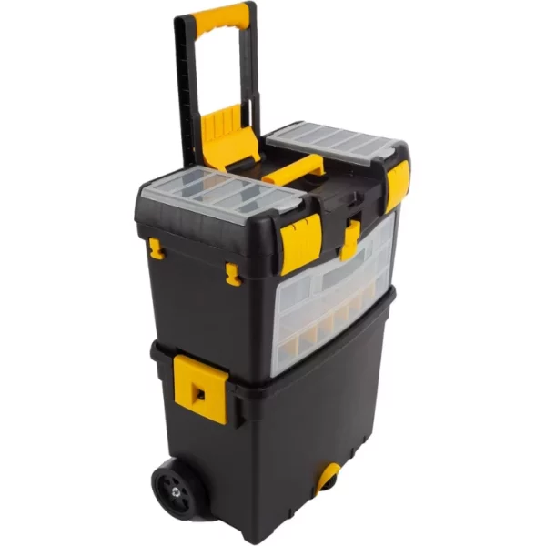 Portable Rolling Tool Box With Wheels Foldable Handle Removable Top Toolbox Organizers And Storage Stackable