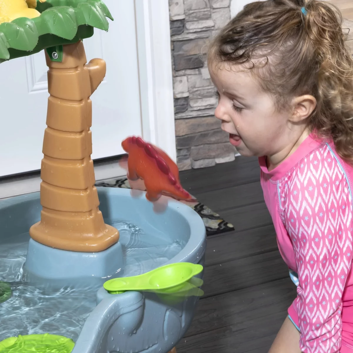 Step2 Dino Showers Multi color Plastic Water Table for Toddlers with 13 Piece Playset 04