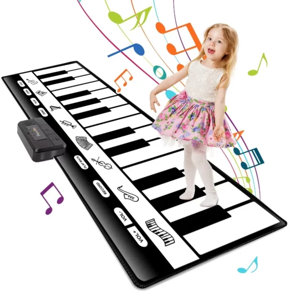 Large 6ft Dance Piano Mat with 24 Keys, 10 Demos, 8 Instrument Sounds, 4 Modes, Fun Musical Play Mat Gift for Kids Adults