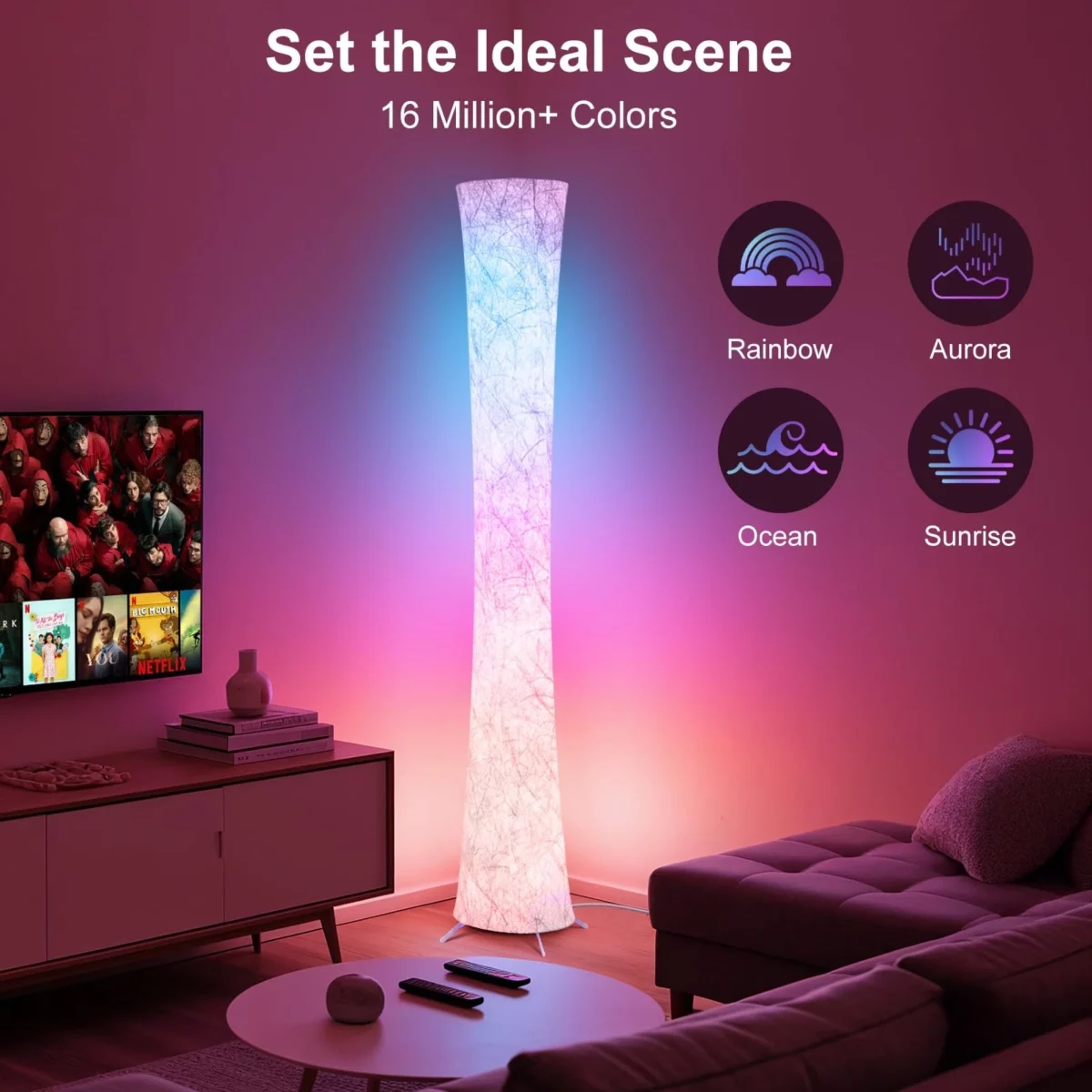 WORLD WIN Floor Lamp 61 Smart RGB LED Corner Lamp with Music Sync and 16 Million DIY Colors 3 Co 03