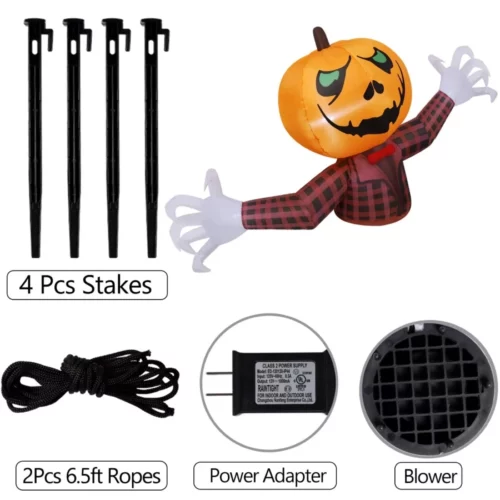 Youngfan 7FT Long Halloween Inflatable Outdoor Decorations Giant Pumpkin Ghost Blow Up for Yard Po 06