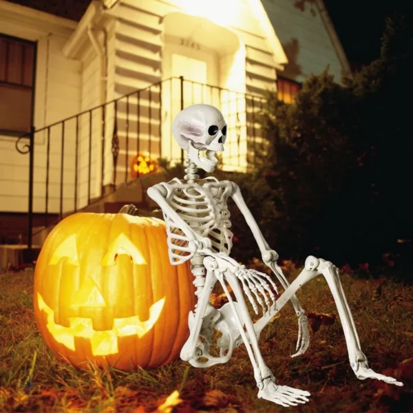 Breesky 5.4FT Full Body Halloween Skeleton, Life-Size Realistic Human Bones with Posable Flexible Joints for Haunted House & Yard Decor