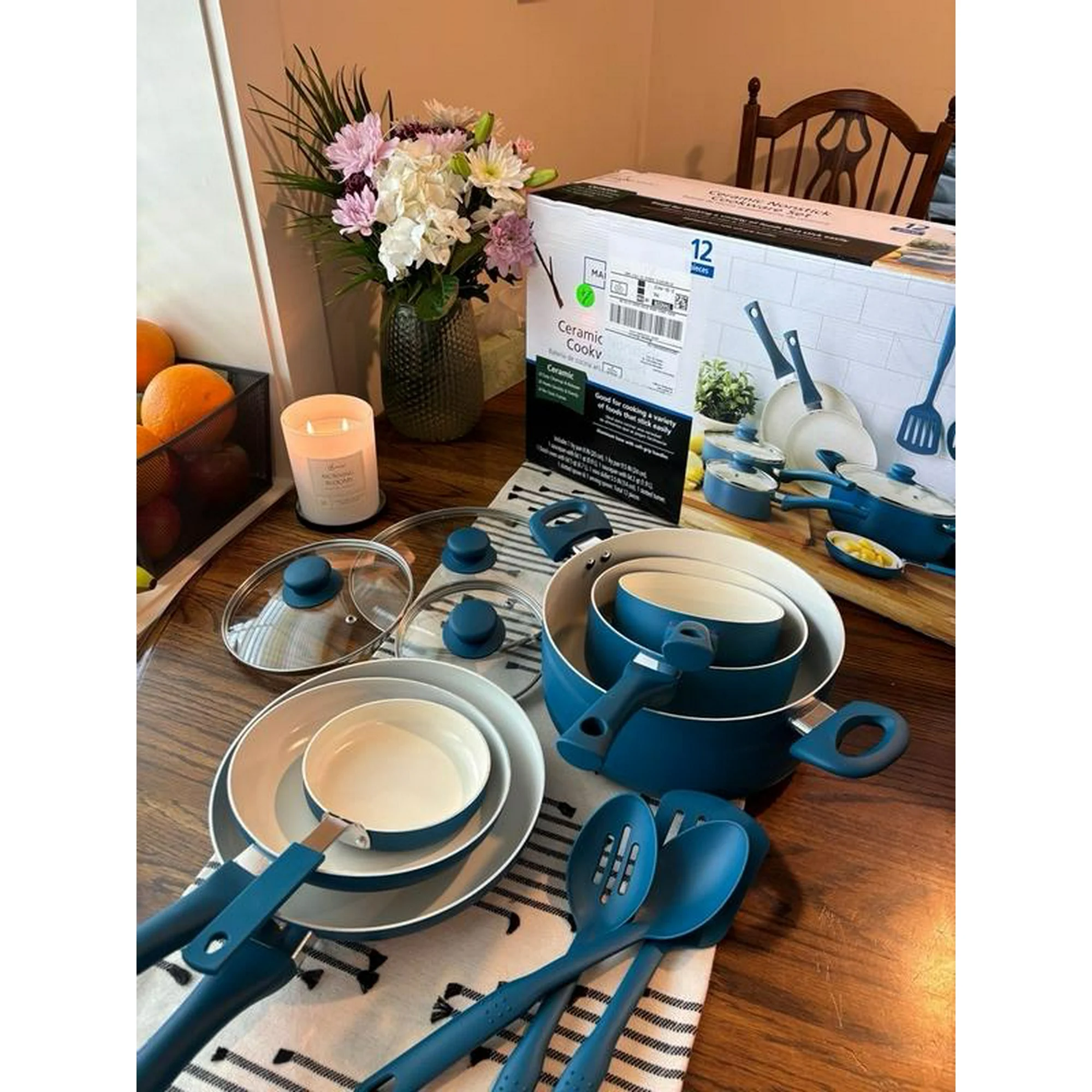 12Pcs Ceramic Nonstick Aluminum Pots And Pans Cookware Set With Frying Pans For Home Kitchen Cooking photo review