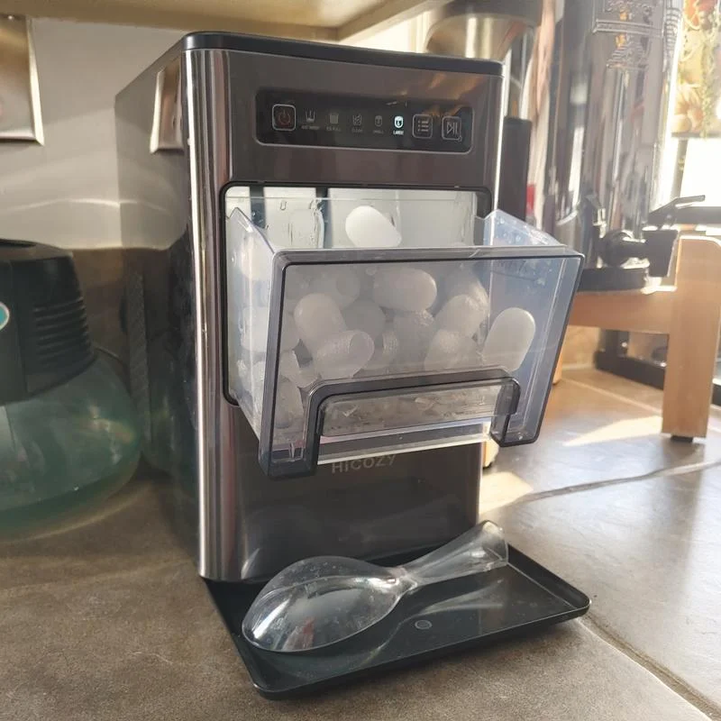 Click to view full screen Portable Countertop Ice Maker, 9 Cubes In 6 Mins, 26Lbs Daily, Self-Cleaning, 2 Ice Sizes, With Scoop & Basket, Stainless Steel. photo review