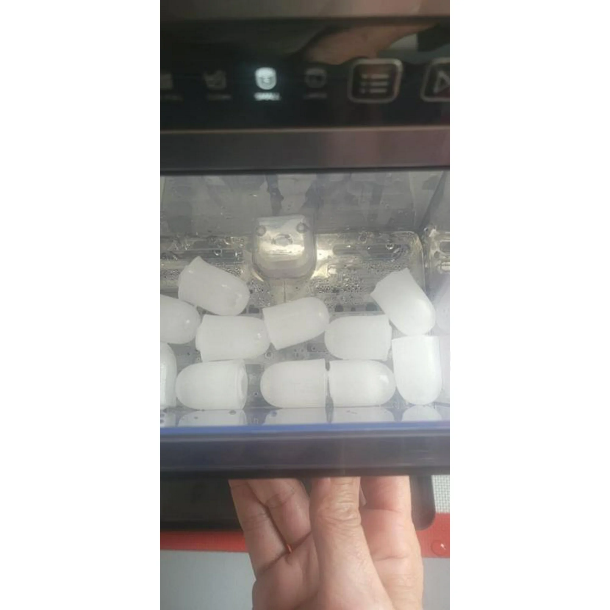 Click to view full screen Portable Countertop Ice Maker, 9 Cubes In 6 Mins, 26Lbs Daily, Self-Cleaning, 2 Ice Sizes, With Scoop & Basket, Stainless Steel. photo review