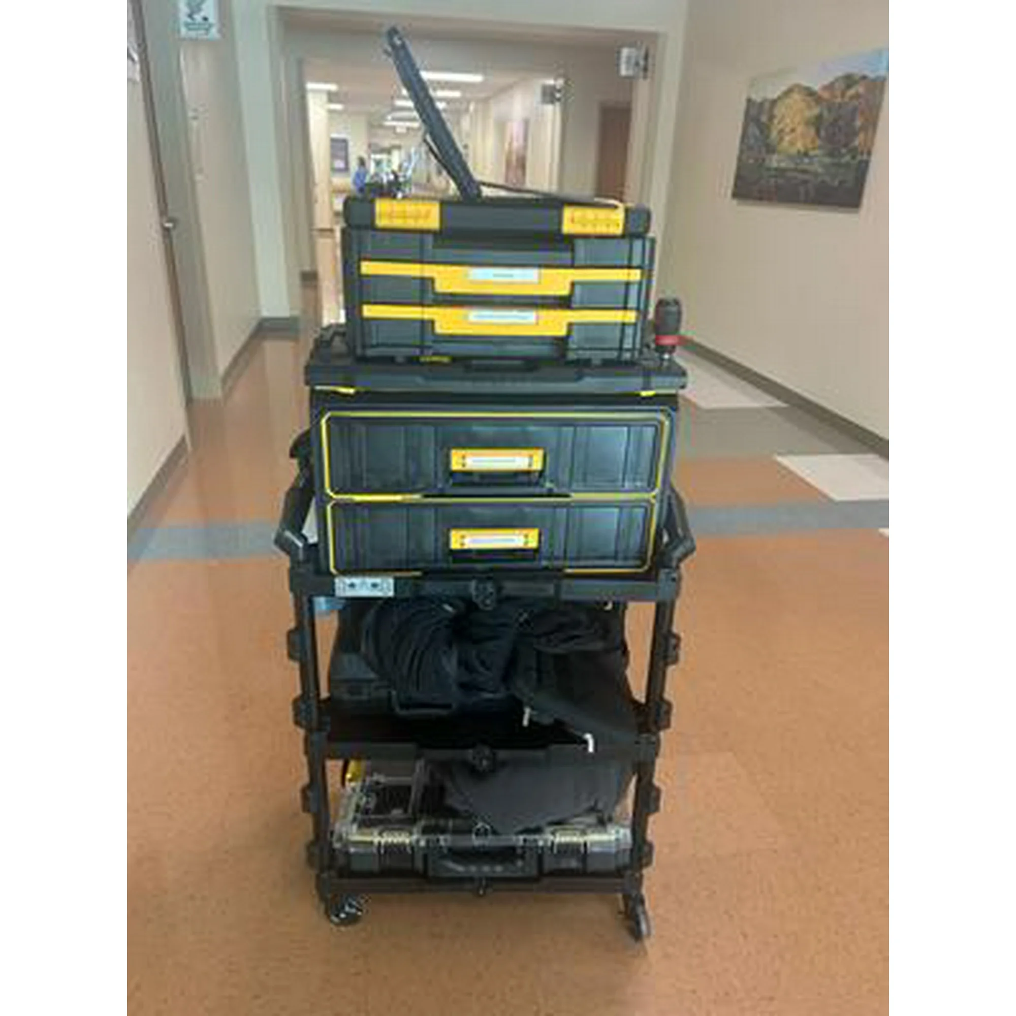 Click to view full screen Folding Utility Cart Portable Collapsible Service 3 Shelf Heavy Duty Tool Cart With Wheels For Office Warehouse Home photo review