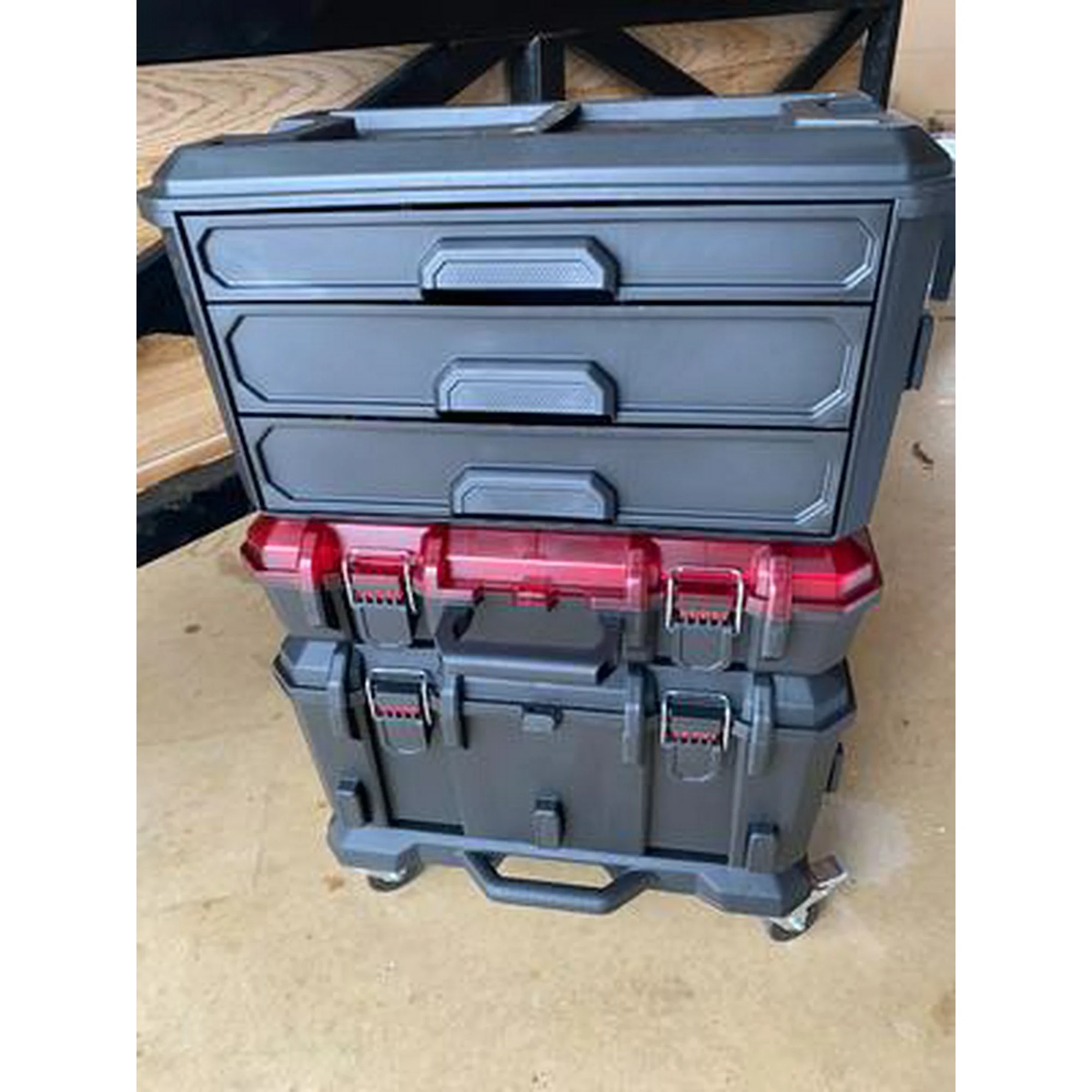 Click to view full screen Hyper Tough Hyper Stack Portable 3 Drawer Tool Storage and Organizers Home DIY Box Stackable Tray photo review