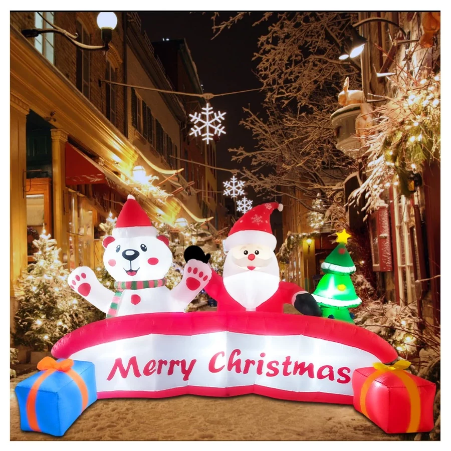 10 FT Inflatable Merry Christmas Banner Sign with Santa Claus Polar Bear Christmas Tree, Outdoor Inf - 03 10 FT Inflatable Merry Christmas Banner Sign with Santa Claus Polar Bear Christmas Tree Outdoor Inf 03