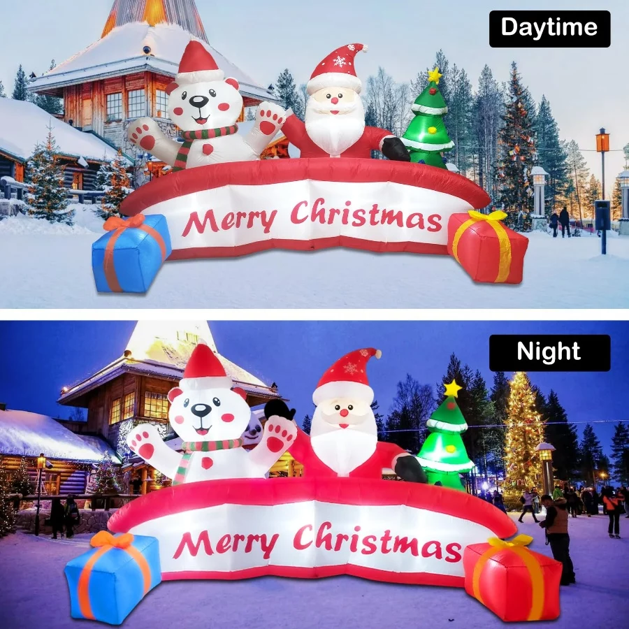 10 FT Inflatable Merry Christmas Banner Sign with Santa Claus Polar Bear Christmas Tree, Outdoor Inf - 05 10 FT Inflatable Merry Christmas Banner Sign with Santa Claus Polar Bear Christmas Tree Outdoor Inf 05