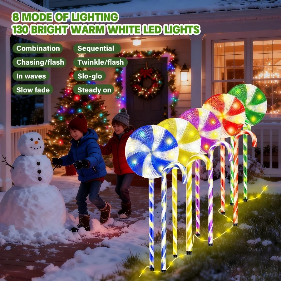 10PK Flashing Christmas Candy Cane Lollipop Lights for Pathway Outdoor, Christmas Decorations Outdoo - 04 10PK Flashing Christmas Candy Cane Lollipop Lights for Pathway Outdoor Christmas Decorations Outdoo 04