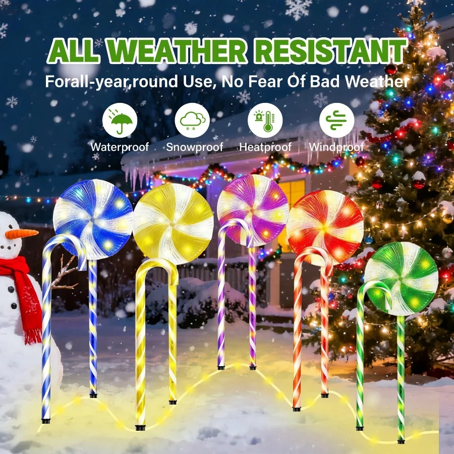 10PK Flashing Christmas Candy Cane Lollipop Lights for Pathway Outdoor, Christmas Decorations Outdoo - 06 10PK Flashing Christmas Candy Cane Lollipop Lights for Pathway Outdoor Christmas Decorations Outdoo 06