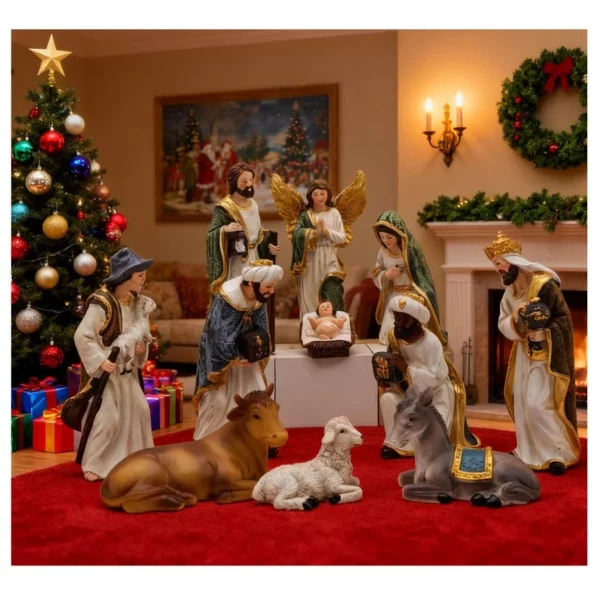 Nativity Set 11 PCS, Resin Holy Family Figurines, Beautiful Christmas Indoor Decor, Ideal Tabletop Scenes And Religious Collectibles