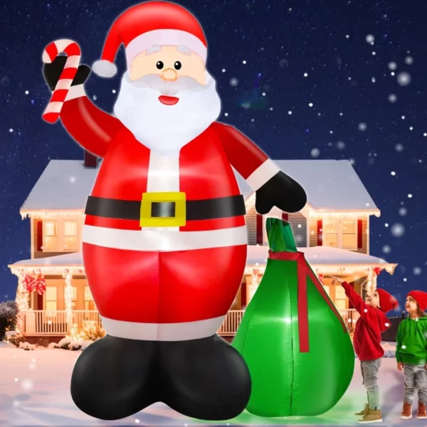 12FT by 7.6FT Giant Santa Claus Inflatable – Lighted Christmas Blow Up Yard Decor with Gift Bag for Outdoor Lawn, Garden & Holiday USA