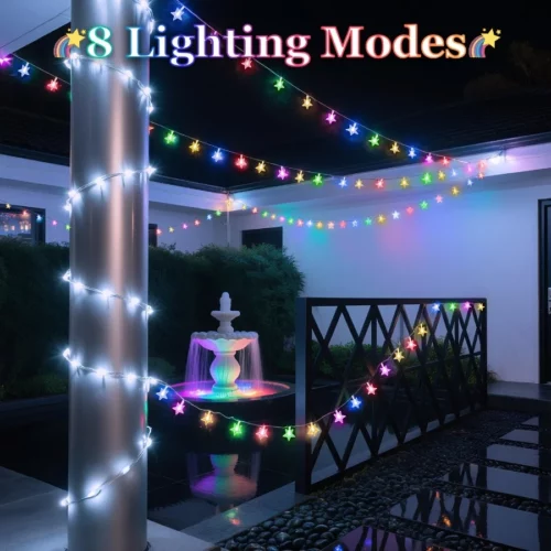 120 LED 40FT Star String Lights 8 Modes Plug in Christmas Lights with Timer Memory Indoor Outdoo 02