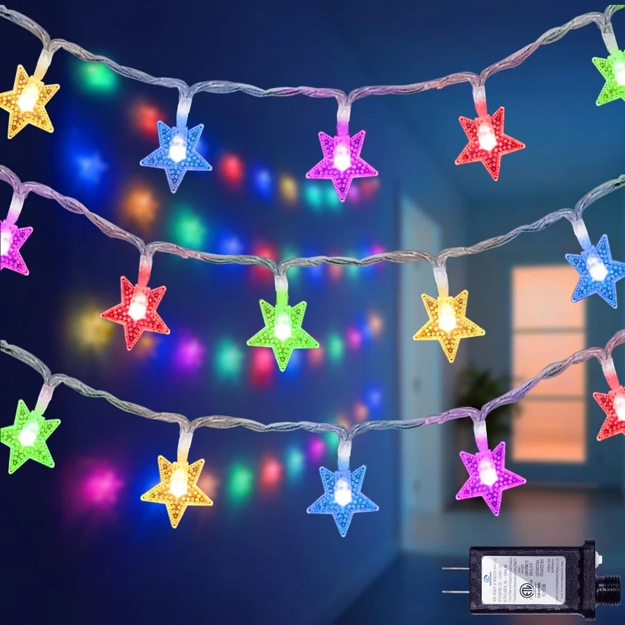 120 LED 40FT Star String Lights, 8 Modes Plug in Christmas Lights with Timer & Memory, Indoor Outdoo - 08 120 LED 40FT Star String Lights 8 Modes Plug in Christmas Lights with Timer Memory Indoor Outdoo 08