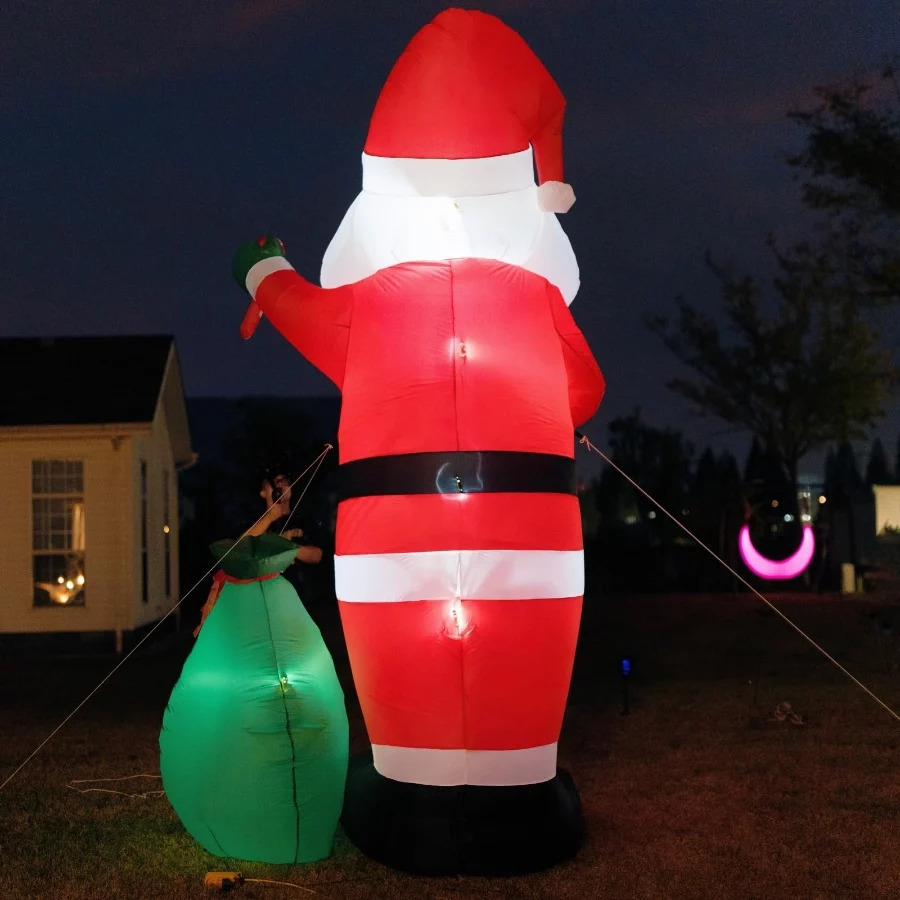 12FT Giant Christmas Blow Up Santa Claus with Cane Candy & Gift Bag, Built-in LED Lights, Christmas - 03 12FT Giant Christmas Blow Up Santa Claus with Cane Candy Gift Bag Built in LED Lights Christmas 03