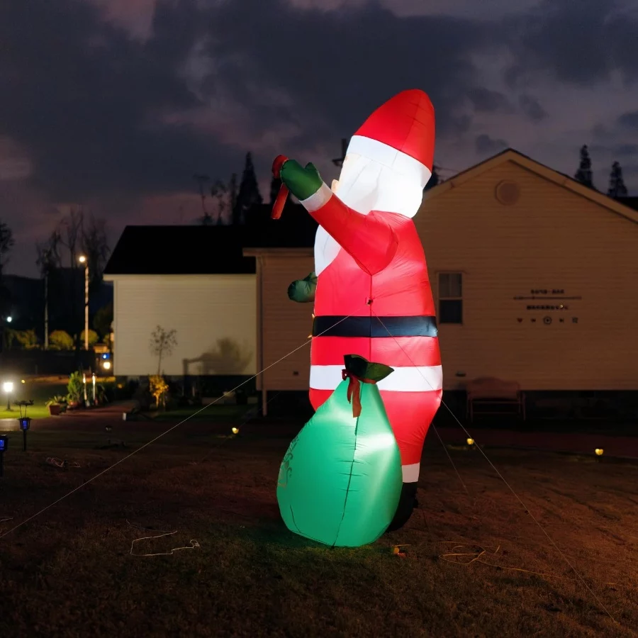 12FT Giant Christmas Blow Up Santa Claus with Cane Candy & Gift Bag, Built-in LED Lights, Christmas - 05 12FT Giant Christmas Blow Up Santa Claus with Cane Candy Gift Bag Built in LED Lights Christmas 05