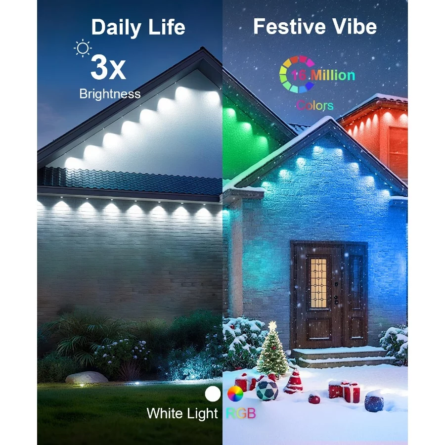150Ft Permanent Outdoor Lights,Smart RGB Outdoor Lights with Remote APP Control, IP67 Waterproof Out - 04 150Ft Permanent Outdoor LightsSmart RGB Outdoor Lights with Remote APP Control IP67 Waterproof Out 04