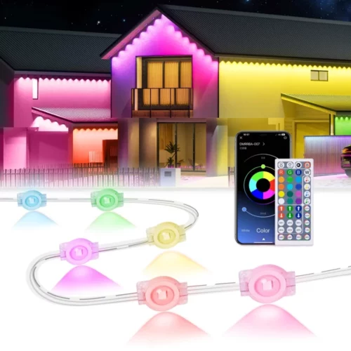 150Ft Permanent Outdoor LightsSmart RGB Outdoor Lights with Remote APP Control IP67 Waterproof Out 07