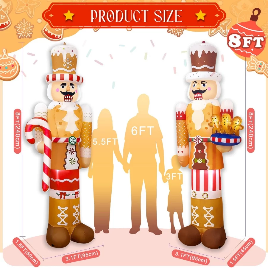 2 Pcs 8 Ft Christmas Inflatables Outdoor Nutcracker Decorations, Inflatable Nutcracker Soldier with - 02 2 Pcs 8 Ft Christmas Inflatables Outdoor Nutcracker Decorations Inflatable Nutcracker Soldier with 02