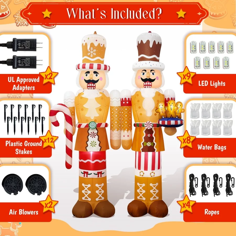 2 Pcs 8 Ft Christmas Inflatables Outdoor Nutcracker Decorations, Inflatable Nutcracker Soldier with - 03 2 Pcs 8 Ft Christmas Inflatables Outdoor Nutcracker Decorations Inflatable Nutcracker Soldier with 03