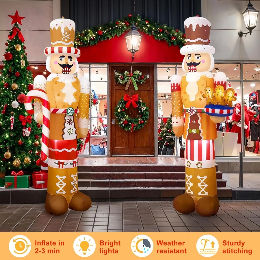 2 Pcs 8 Ft Christmas Inflatables Outdoor Nutcracker Decorations, Inflatable Nutcracker Soldier with - 04 2 Pcs 8 Ft Christmas Inflatables Outdoor Nutcracker Decorations Inflatable Nutcracker Soldier with 04