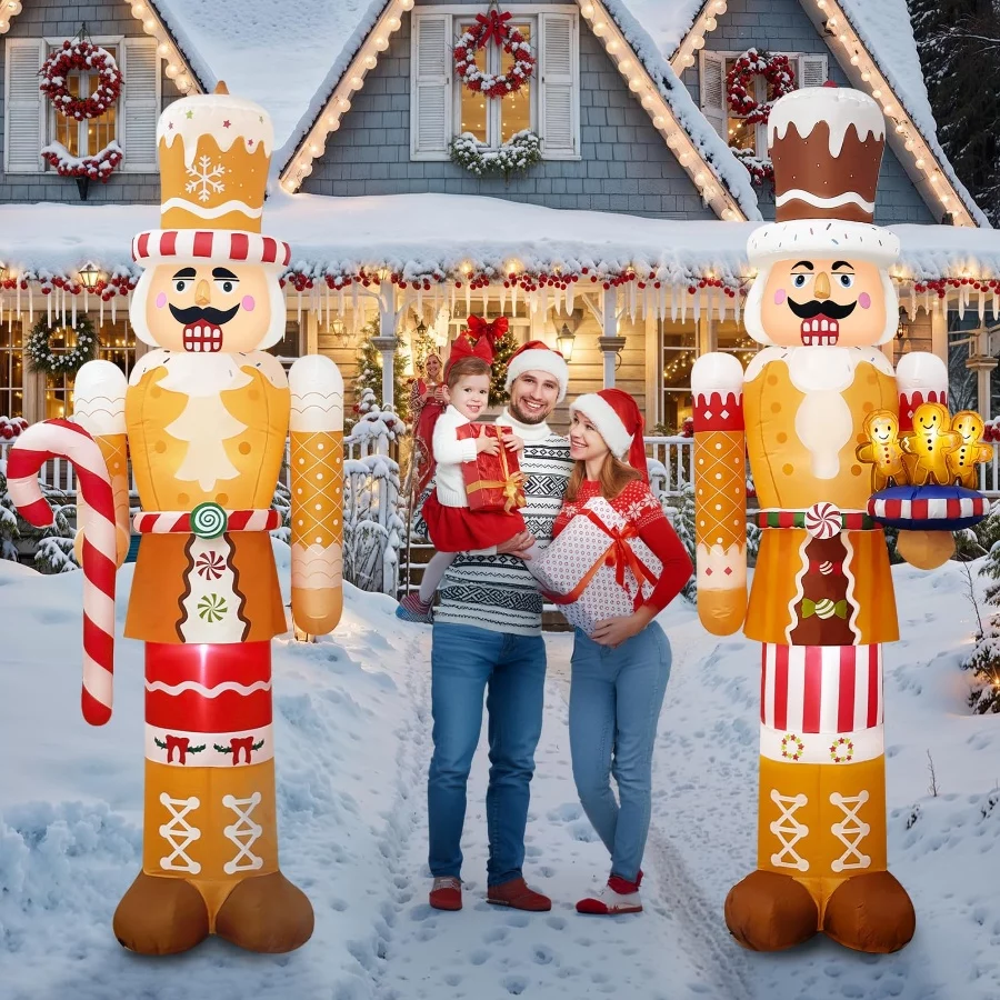 2 Pcs 8 Ft Christmas Inflatables Outdoor Nutcracker Decorations, Inflatable Nutcracker Soldier with - 06 2 Pcs 8 Ft Christmas Inflatables Outdoor Nutcracker Decorations Inflatable Nutcracker Soldier with 06