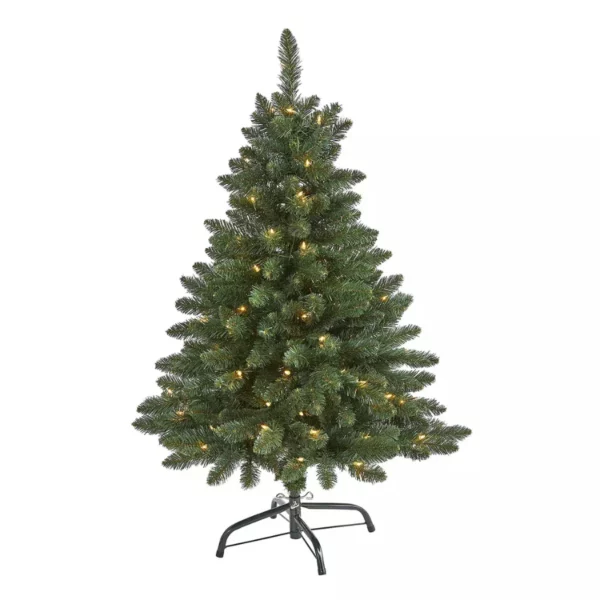Nearly Natural 4-ft Northern Rocky Spruce Artificial Christmas Tree – Realistic, Space-Saving Design